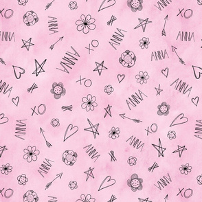 ANNA Hearts and Stars pattern on pink
