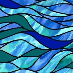 Stained Glass Waves--horizontal