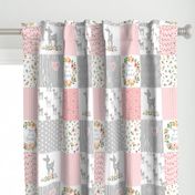 Deer Cheater Quilt Wholecloth – You Are So Loved – Gray Blush Peach Fawn Baby Girl Patchwork 1A 