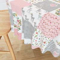 Deer Cheater Quilt Wholecloth – You Are So Loved – Gray Blush Peach Fawn Baby Girl Patchwork 1A 