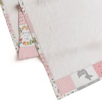 Deer Cheater Quilt Wholecloth – You Are So Loved – Gray Blush Peach Fawn Baby Girl Patchwork 1A 