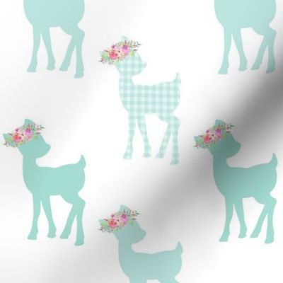 Crystal Mint Fawn – Baby Deer Girls Nursery Bedding