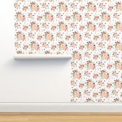 Blush Watercolor Floral - Peach Pink Cream Flowers - SMALL SCALE