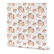 Blush Watercolor Floral - Peach Pink Cream Flowers - SMALL SCALE