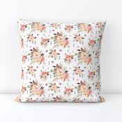 Blush Watercolor Floral - Peach Pink Cream Flowers - SMALL SCALE