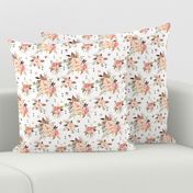 Blush Watercolor Floral - Peach Pink Cream Flowers - SMALL SCALE