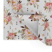 Blush Watercolor Floral - Peach Pink Cream Flowers - SMALL SCALE