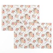 Blush Watercolor Floral - Peach Pink Cream Flowers - SMALL SCALE