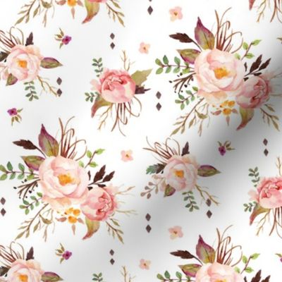 Blush Watercolor Floral - Peach Pink Cream Flowers - SMALL SCALE