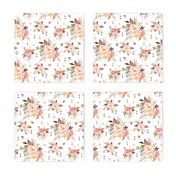 Blush Watercolor Floral - Peach Pink Cream Flowers - SMALL SCALE