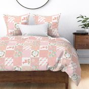 Baby Girl Wholecloth - Little Lady - Peach Patchwork Floral Quilt Top (rotated)