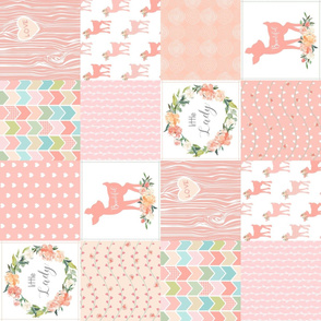 Baby Girl Wholecloth - Little Lady - Peach Patchwork Floral Quilt Top (rotated)