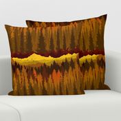 PNW Mountain Landscape in Autumn Sunset Orange