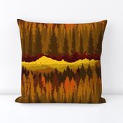 PNW Mountain Landscape in Autumn Sunset Orange