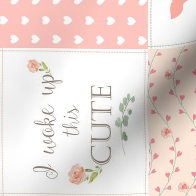 Fawn Quilt – I Woke Up This Cute - Peach Patchwork Floral Wholecloth (rotated)