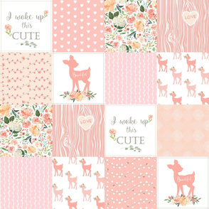 Fawn Quilt – I Woke Up This Cute - Peach Patchwork Floral Wholecloth