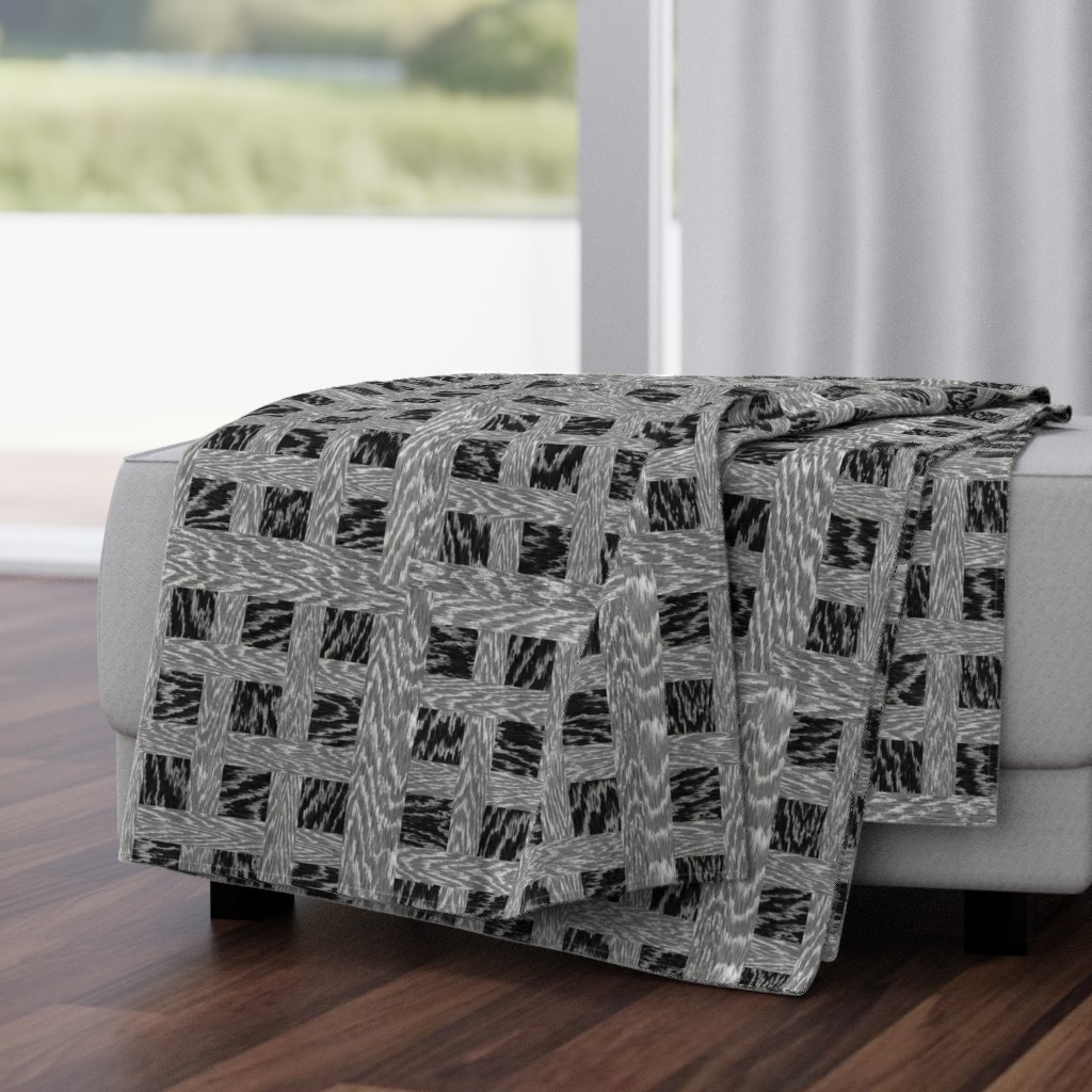 Cerused Wood Square Weave Black Grey White