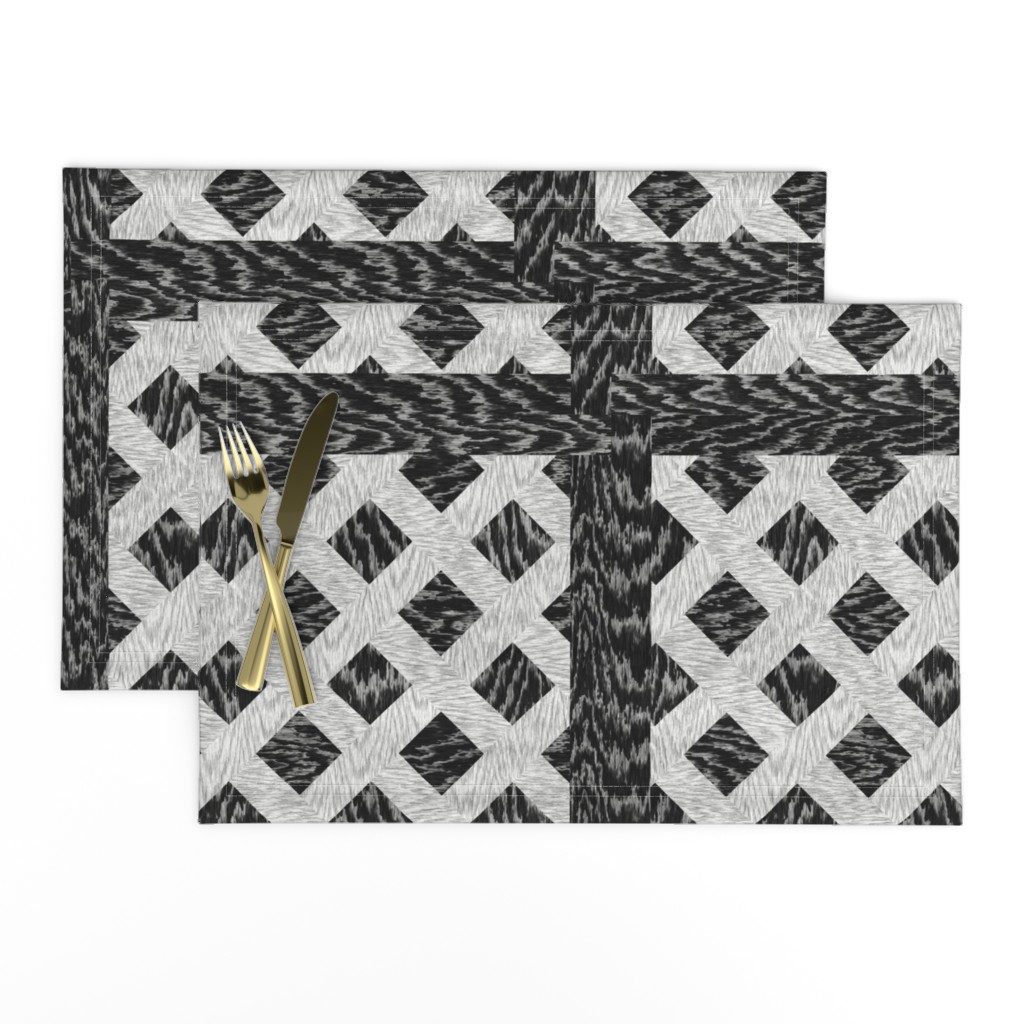 Cerused Wood  Square Diagonal Weave Black White