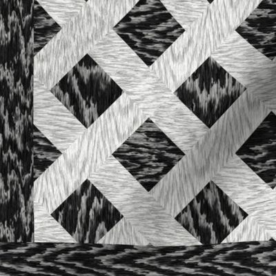 Cerused Wood  Square Diagonal Weave Black White