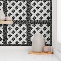 Cerused Wood  Square Diagonal Weave Black White