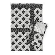 Cerused Wood  Square Diagonal Weave Black White