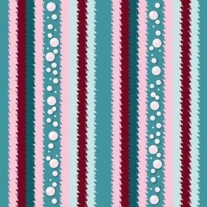 JP1 - Large - Bubbly Jagged Stripes in Aquamarine, Aqua, Burgundy Red and Pastel Pink
