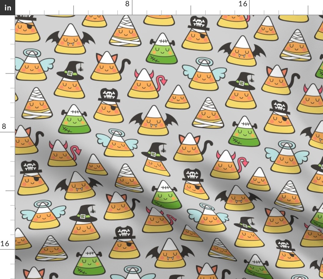 Candy Corn Halloween Fall Doodle on Light Grey