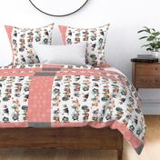54”x36” MINKY Panel – Woodland Critters Blanket, Nursery Bedding, Bear Moose Wolf Raccoon Fox Pine Trees, FABRIC REQUIRED IS 54” or WIDER