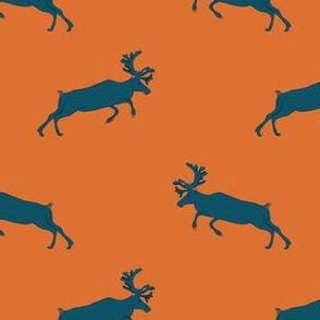 Blue deer on orange