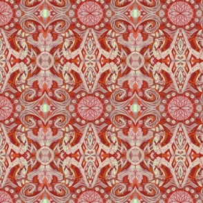 Curves and Lotuses Bohemian Arabesque Rusty Red Vanilla