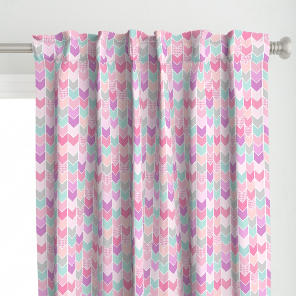 Pink Plaid Chevron Arrows - Purple, Aqua, Gray Pattern