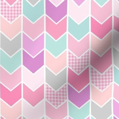 Pink Plaid Chevron Arrows - Purple, Aqua, Gray Pattern