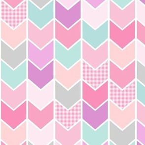 Pink Plaid Chevron Arrows - Purple, Aqua, Gray Pattern