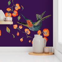 Humming bird and orchids