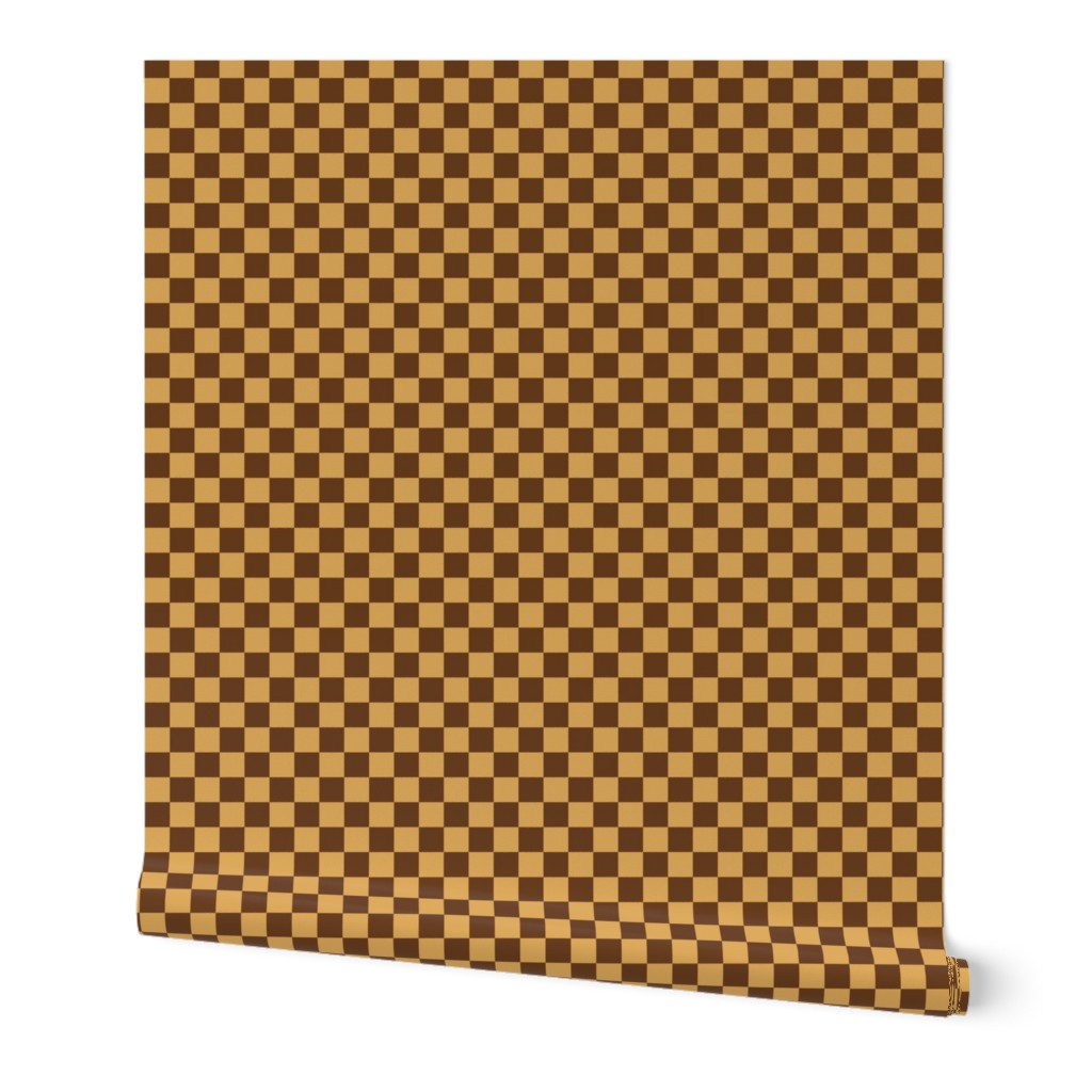 JP22 - Pecan Praline Checkerboard in one inch squares of Brown and Tan