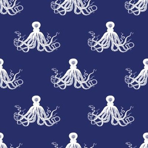 Vintage Octopus | Navy Blue and White|