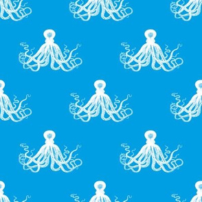 Vintage Octopus | Turquoise Blue and White |