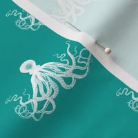 Vintage Octopus | Teal and White |