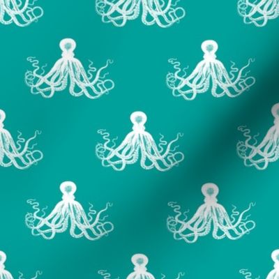 Vintage Octopus | Teal and White |