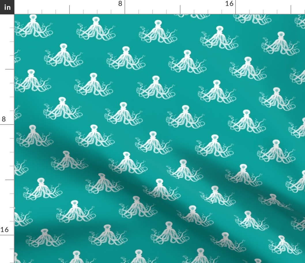 Vintage Octopus | Teal and White |