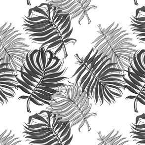 Minimal Grey Palm Leaves