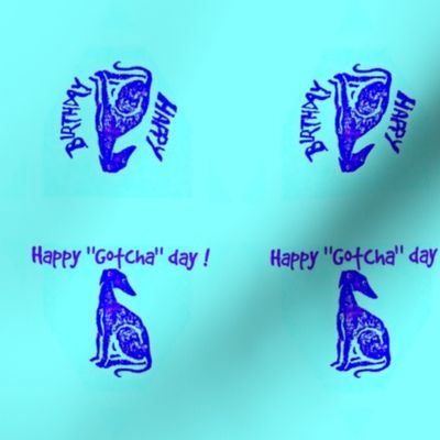 Happy birthday/Gotcha day doggy baby-double-sided bunting-Aqua