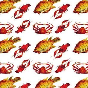 Sea food pattern || watercolor design for kitchen