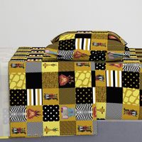 Jungle Friends Mustard and Black Cheater Quilt