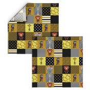 Jungle Friends Mustard and Black Cheater Quilt