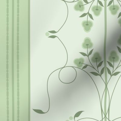 Wallflower Arabesque: Mossy Green Floral Stripe 