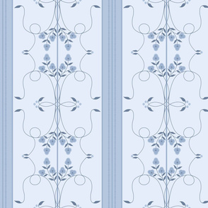 Wallflower Arabesque: Chambray Blue Floral Stripe