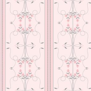 Wallflower Arabesque: Millennial Pink Floral Stripe