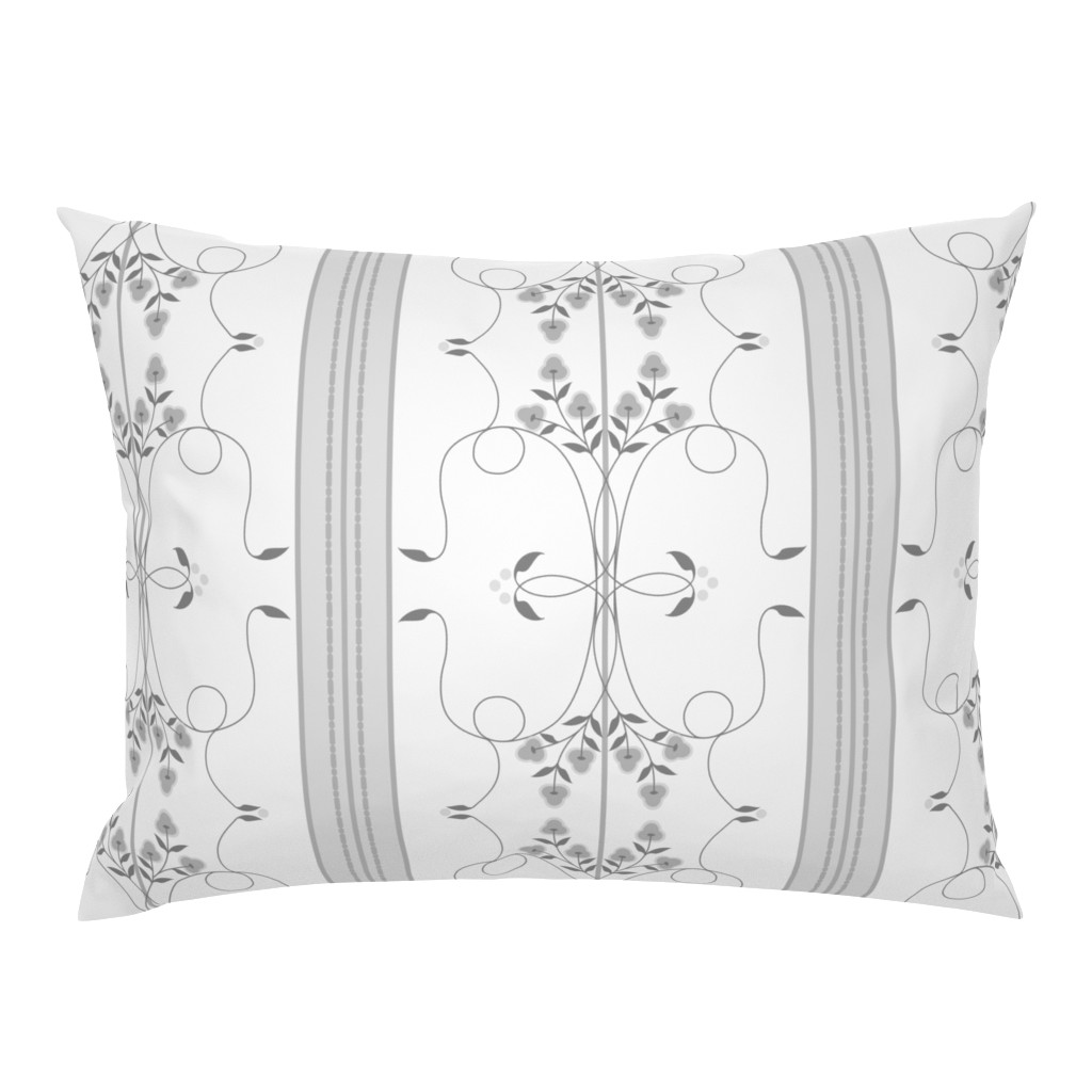 Wallflower Arabesque: Pure Gray Floral Stripe