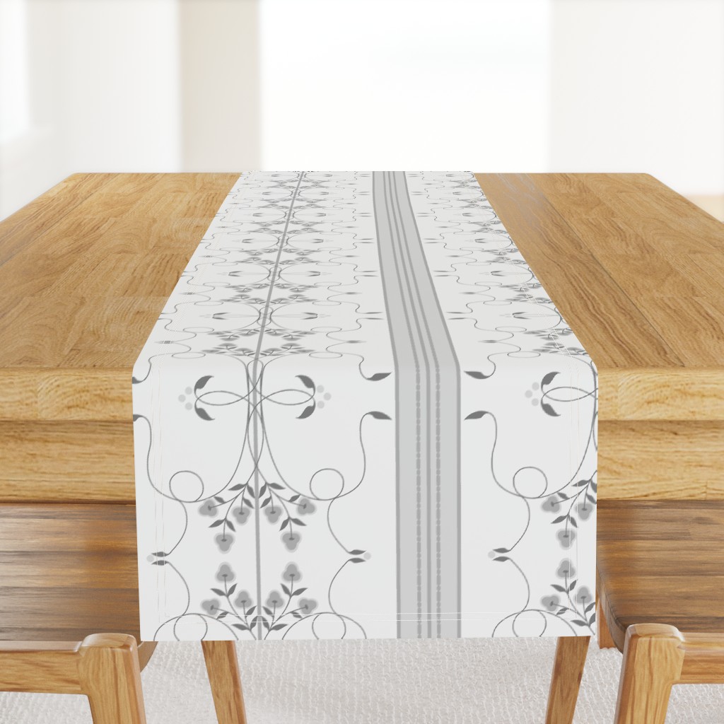 Wallflower Arabesque: Pure Gray Floral Stripe